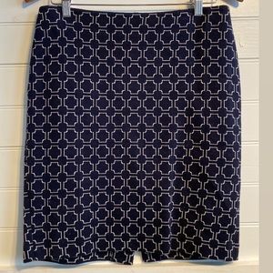 Talbots Navy Blue Patterned Stretchy Skirt